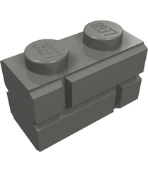 LEGO - Steen, gemodificeerd 1 x 2 met metselprofiel - Dark Bluish Gray | N - Thumbnail
