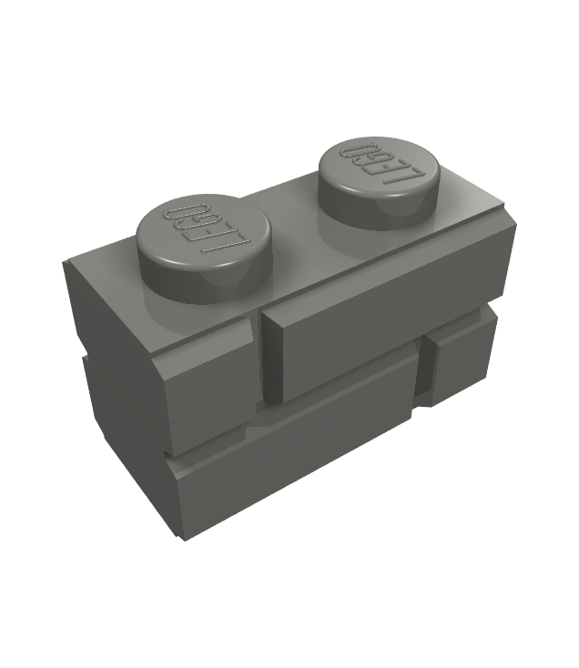 LEGO - Steen, gemodificeerd 1 x 2 met metselprofiel - Dark Bluish Gray | N