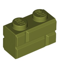 LEGO - Steen, gemodificeerd 1 x 2 met metselprofiel - Olive Green | N - Thumbnail