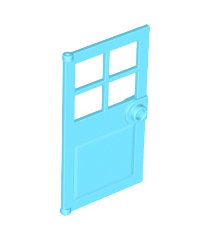 LEGO - Deur 1 x 4 x 6 met 4 ruiten en nophandgreep - Medium Azure | N - Thumbnail