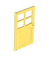 LEGO - Deur 1 x 4 x 6 met 4 ruiten en nophandgreep - Bright Light Yellow | N - Thumbnail