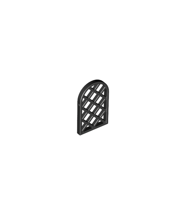 LEGO - Ruit voor raam 1 x 2 x 2 2/3 met ruitpatroon en afgeronde bovenkant - Black | N