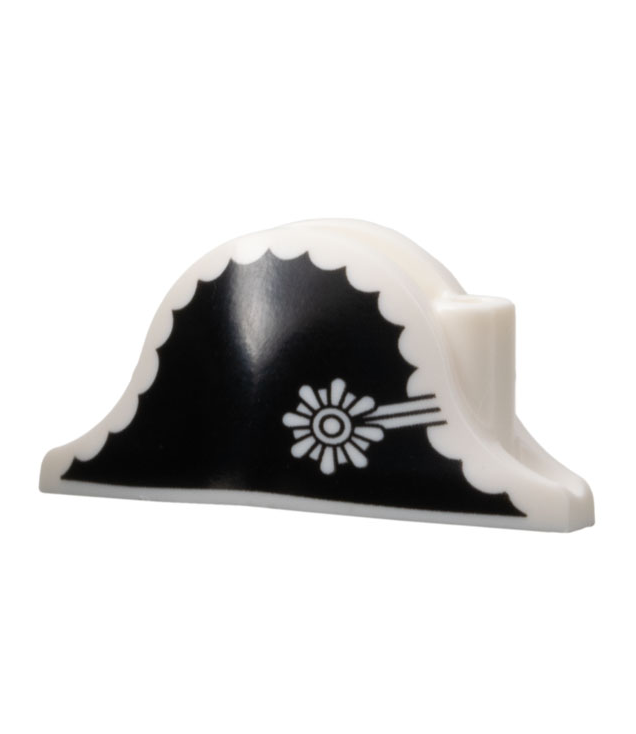 LEGO - Minifiguur-hoofddeksel piratenbicorn met kokarde en lint op zwarte geschulpte achtergrond - White | N