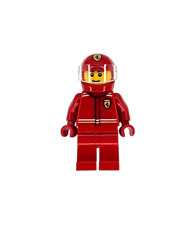 LEGO - Formule 1-coureur Ferrari – man, rood racepak en helm, doorzichtig vizier - | N