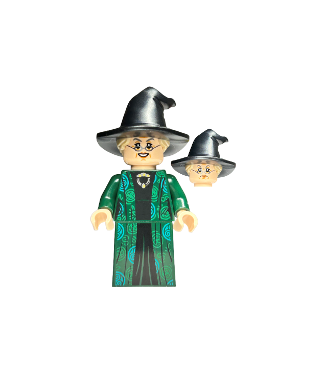 LEGO - Professor Minerva Anderling – donkergroene mantel en cape, hoed met haar - | N