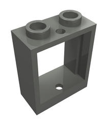 LEGO - Raam 1 x 2 x 2 vlakke voorzijde - Dark Bluish Gray | N - Thumbnail