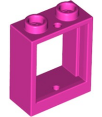 LEGO - Raam 1 x 2 x 2 vlakke voorzijde - Dark Pink | N - Thumbnail