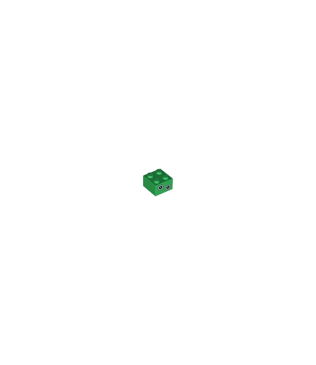 LEGO - Steen 2 x 2 met patroon van zwarte en witte ongelijke ogen - Green | N