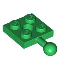 LEGO - Plaat, gemodificeerd 2 x 2 met trekbal en gat - Green | N - Thumbnail