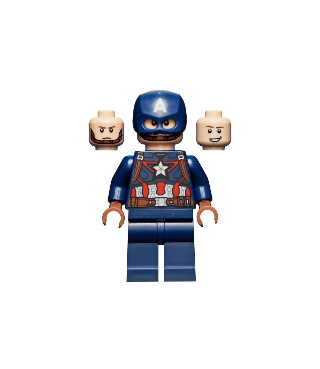 LEGO - Captain America - donkerblauw pak, roodbruine handen, helm - | N
