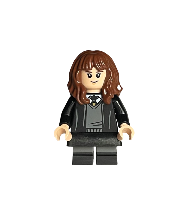 LEGO - Hermelien Griffel - Zweinstein-jas, zwarte stropdas, rok en korte benen met donkerblauwgrijze strepen - | N