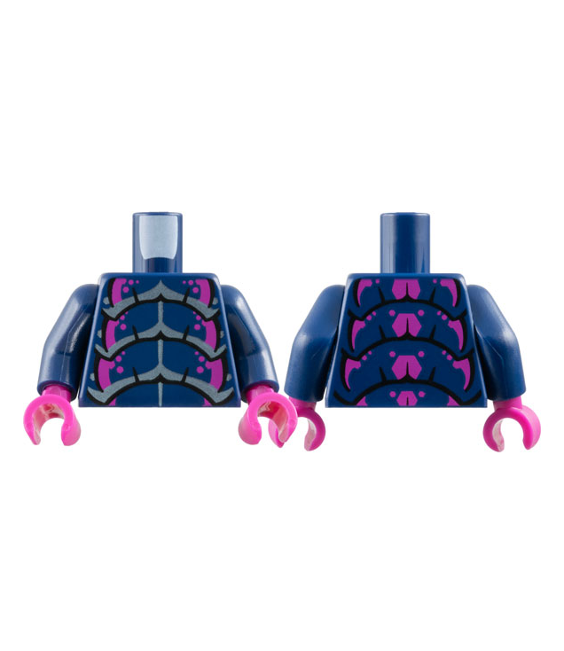 LEGO - Torso insectenpantser met magenta en metallic lichtblauwe accenten / donkerblauwe armen / magenta handen - Dark Blue | N