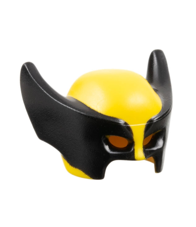 LEGO - Minifiguur-hoofddeksel, Wolverine-masker met zwarte puntzijden - Yellow | N