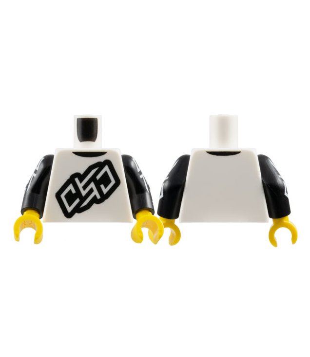 LEGO - Torso shirt met zwarte omlijning en 'OSO'-logo op borst en hals / zwarte armen met wit 'OSO'-logo / gele handen - White | N