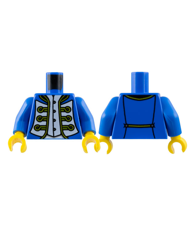 LEGO - Torso piraten-imperiaal gouverneursjas met witte panelen en zwart-gouden biezen over vest met knopen / blauwe armen / gele handen - Blue | N