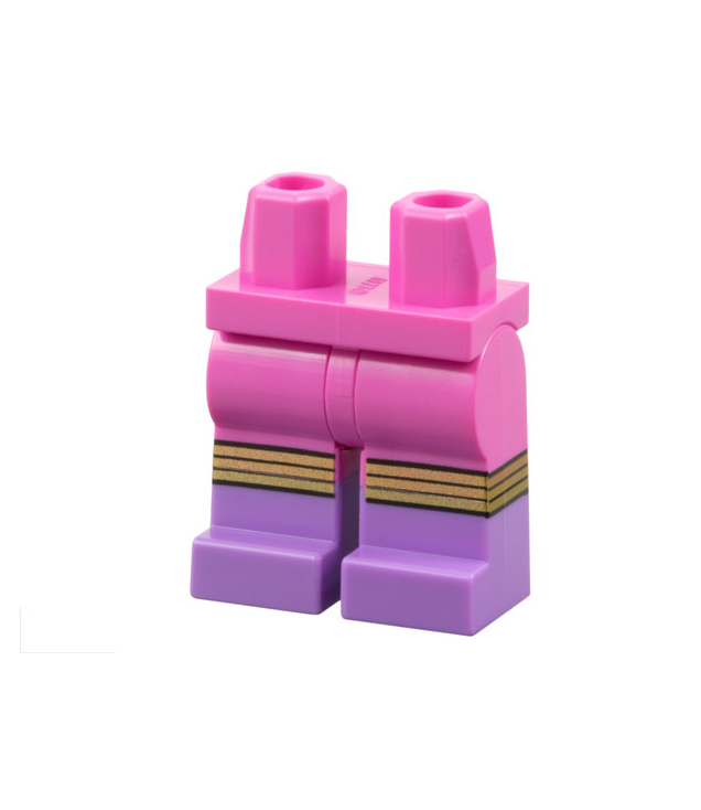 LEGO - Heupen en benen met gegoten middel-lavendel onderbenen / laarzen en gouden knierriempatroon met zwarte strepen - Dark Pink | N