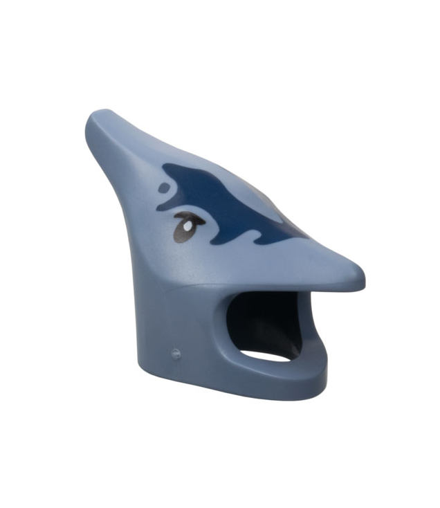 LEGO - Minifiguur-hoofdbedekking, pterodactyl-kostuum met donkerblauwe markeringen en zwart-witte ogen - Sand Blue | N
