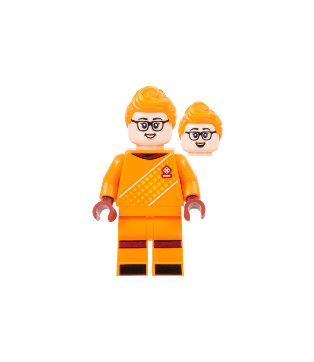 LEGO - Voetbalkeepster, oranje tenue, licht-nougat huidskleur, oranje haar - | N