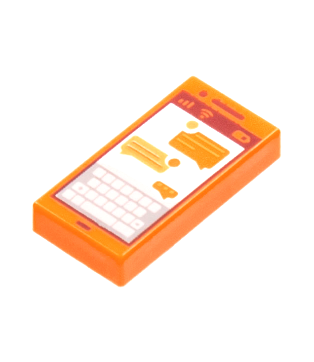 LEGO - Tegel 1 x 2 met smartphone-scherm met toetsenbord en sms-berichten-patroon - Orange | N