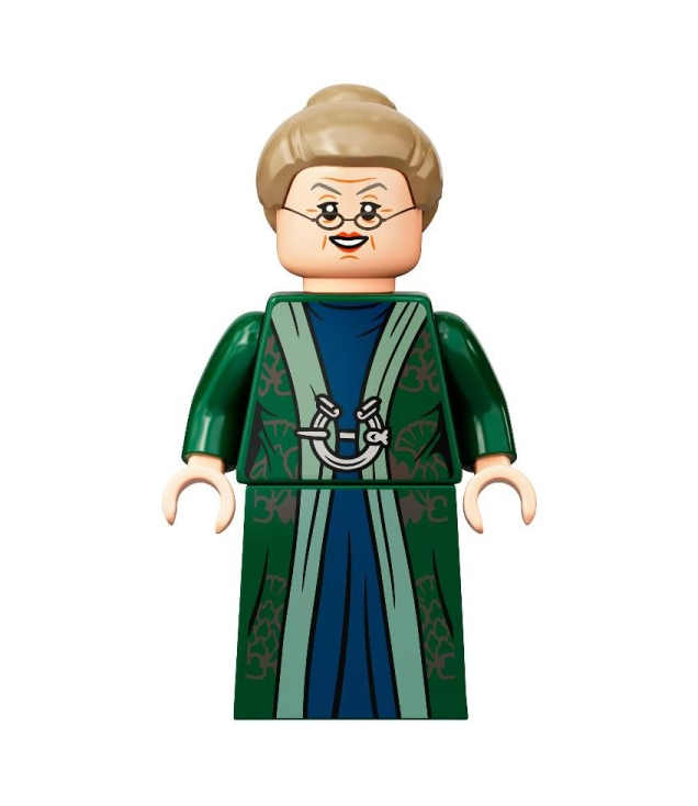 LEGO - Professor Minerva Anderling - donkergroene mantel, donkerbruine haren - | N
