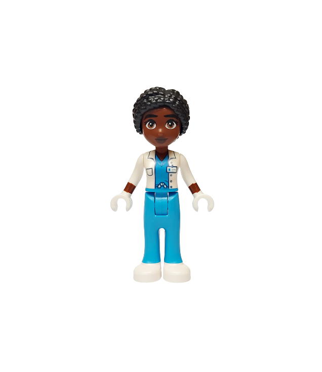 LEGO - Friends Alycia - witte jas over donker-azuur uniform, donker-azuur broek, witte schoenen - | N