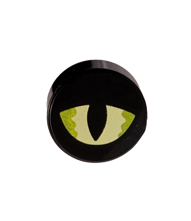 LEGO - Tegel, rond 1 x 1 met geelgroen-limoen oog deels gesloten met spleetpupil-patroon (Dungeons & Dragons Displacer Beast) - Black | N
