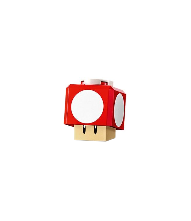 LEGO - Super Mushroom - zandkleurig scharnierblok / blauwe ronde plaat 2 x 2 binnenkant - | N