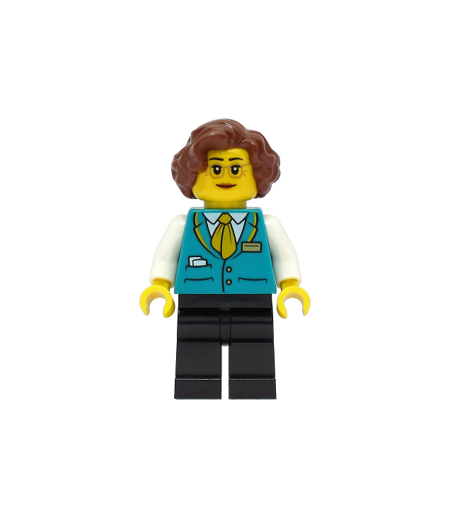 LEGO - Conductrice - donker-turquoise vest, zwarte benen, roodbruin haar - | N