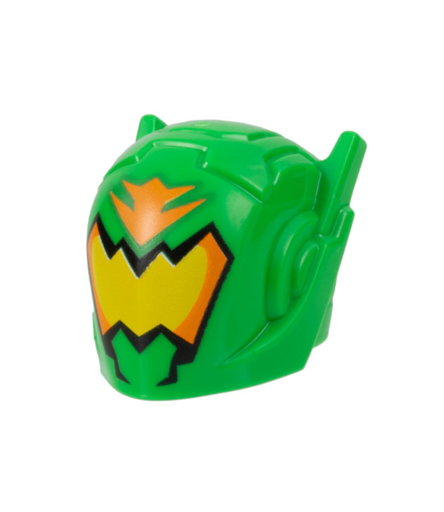 LEGO - Minifiguur-helm met oorantennes en oranje-gele vizieropdruk - Bright Green | N