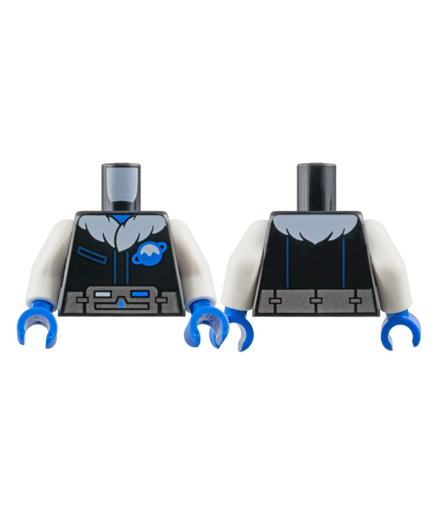 LEGO - Torso jas met donkerblauwe zak, witte bontkraag en blauw Ice Planet-logo, zilveren gereedschapsriem / witte armen / blauwe handen - Black | N