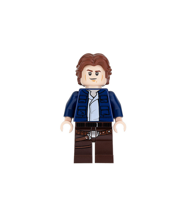 LEGO - Han Solo - donkerbruine benen met holster, donkerblauw jasje, golvend haar - | N