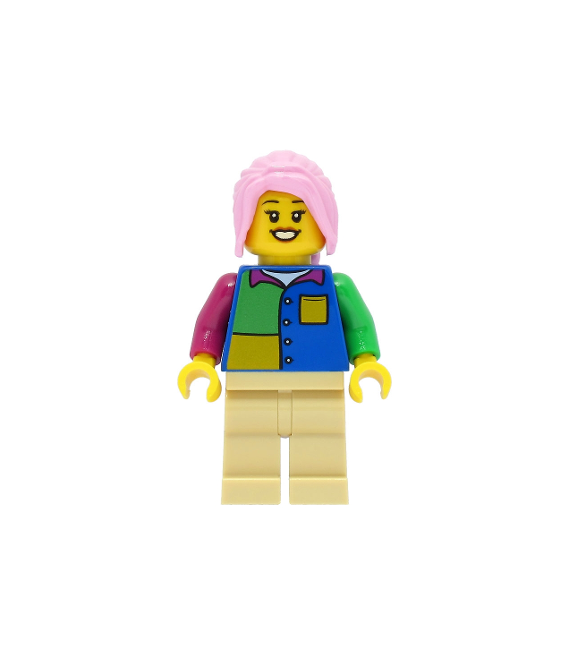 LEGO - Passagier - vrouw, blauw shirt, beige benen, felroze haar - | N
