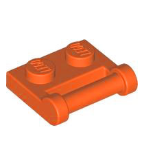 LEGO - Plaat, gemodificeerd 1 x 2 met staaf-handgreep aan zijkant - gesloten uiteinden - Reddish Orange | N - Thumbnail