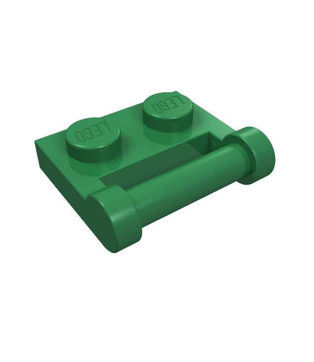 LEGO - Plaat, gemodificeerd 1 x 2 met staaf-handgreep aan zijkant - gesloten uiteinden - Green | N