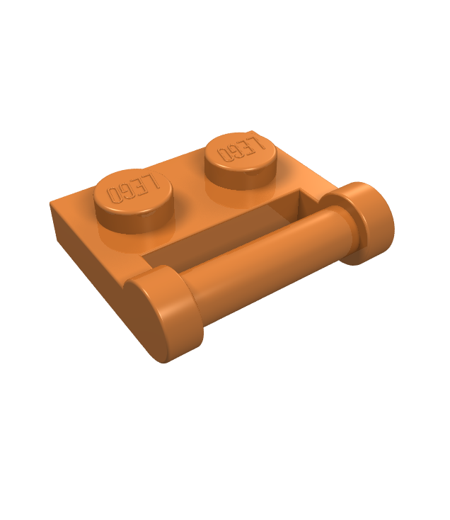 LEGO - Plaat, gemodificeerd 1 x 2 met staaf-handgreep aan zijkant - gesloten uiteinden - Medium Nougat | N