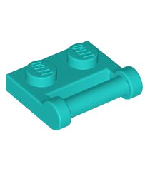 LEGO - Plaat, gemodificeerd 1 x 2 met staaf-handgreep aan zijkant - gesloten uiteinden - Dark Turquoise | N - Thumbnail