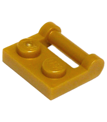 LEGO - Plaat, gemodificeerd 1 x 2 met staaf-handgreep aan zijkant - gesloten uiteinden - Pearl Gold | N - Thumbnail