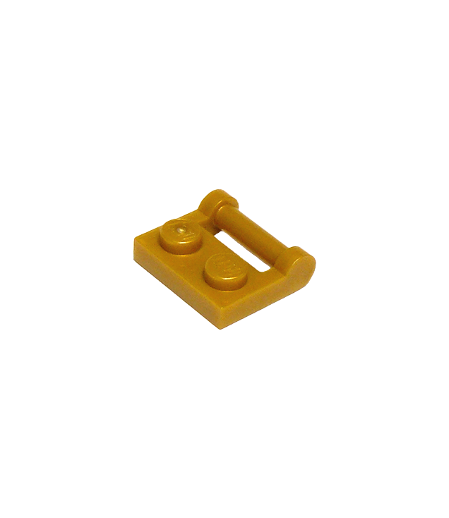 LEGO - Plaat, gemodificeerd 1 x 2 met staaf-handgreep aan zijkant - gesloten uiteinden - Pearl Gold | N
