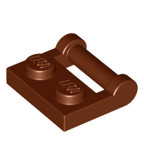 LEGO - Plaat, gemodificeerd 1 x 2 met staaf-handgreep aan zijkant - gesloten uiteinden - Reddish Brown | N - Thumbnail