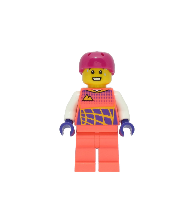 LEGO - Fietser - man, koraalkleurig racepak, magenta helm - | N