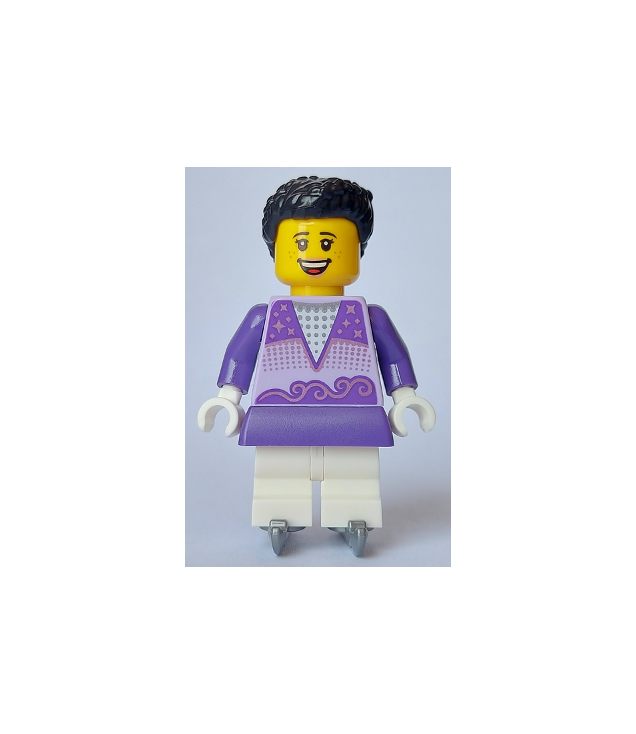 LEGO - Schaatster - lavendelkleurige top, witte benen, zwart haar, schaatsen - | N