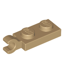 LEGO - Plaat, gemodificeerd 1 x 2 met clip aan uiteinde (horizontale greep) - Dark Tan | N - Thumbnail