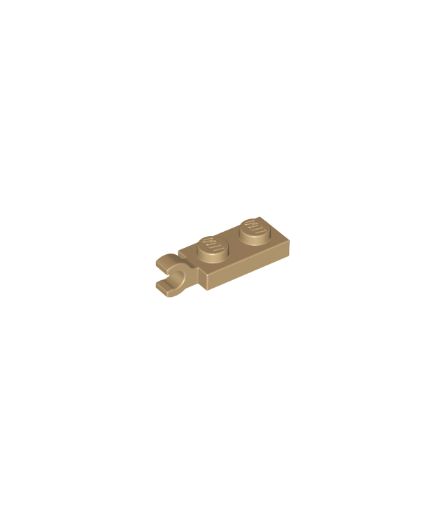 LEGO - Plaat, gemodificeerd 1 x 2 met clip aan uiteinde (horizontale greep) - Dark Tan | N