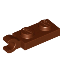 LEGO - Plaat, gemodificeerd 1 x 2 met clip aan uiteinde (horizontale greep) - Reddish Brown | N - Thumbnail