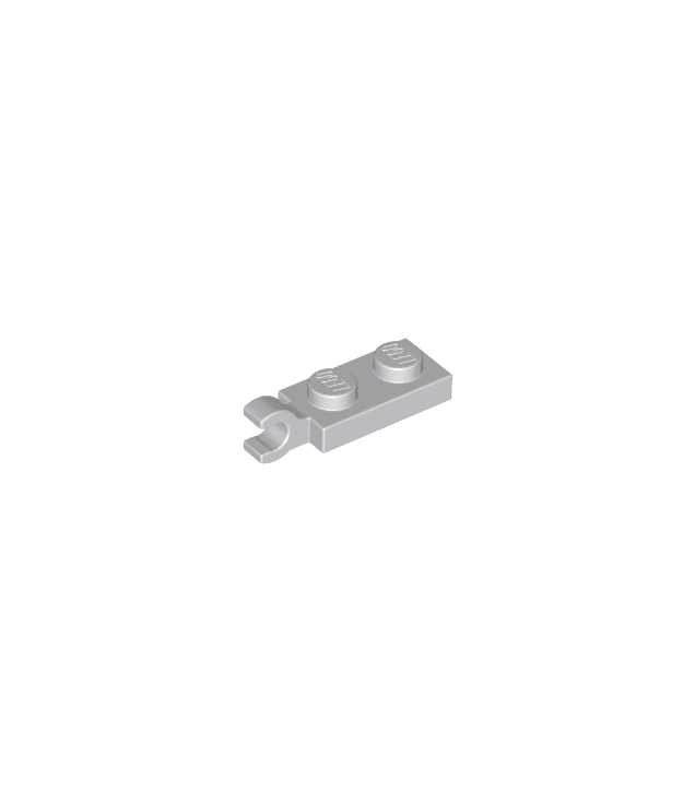 LEGO - Plaat, gemodificeerd 1 x 2 met clip aan uiteinde (horizontale greep) - Light Bluish Gray | N