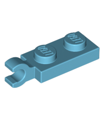 LEGO - Plaat, gemodificeerd 1 x 2 met clip aan uiteinde (horizontale greep) - Medium Azure | N - Thumbnail
