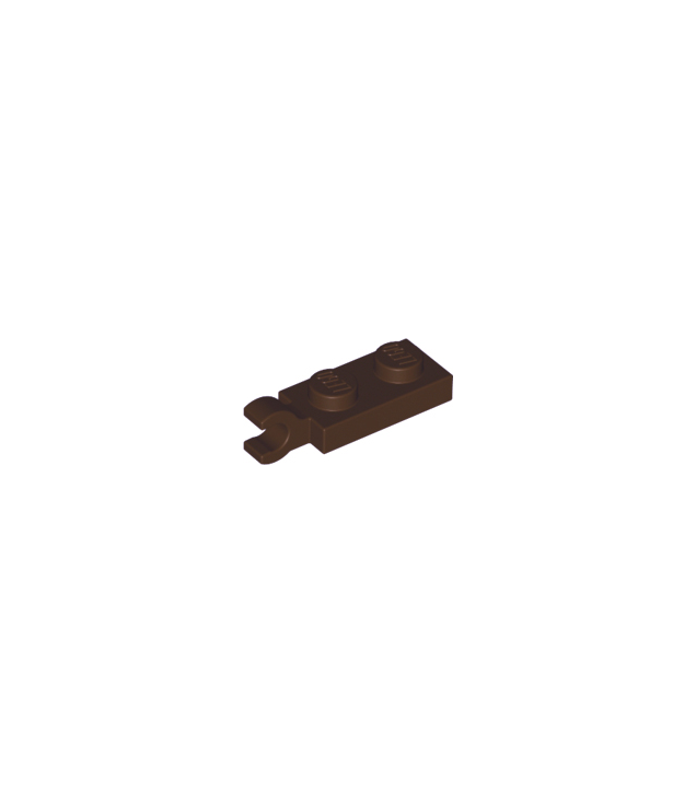 LEGO - Plaat, gemodificeerd 1 x 2 met clip aan uiteinde (horizontale greep) - Dark Brown | N