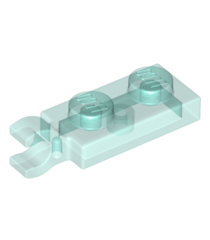 LEGO - Plaat, gemodificeerd 1 x 2 met clip aan uiteinde (horizontale greep) - Trans-Light Blue | N - Thumbnail