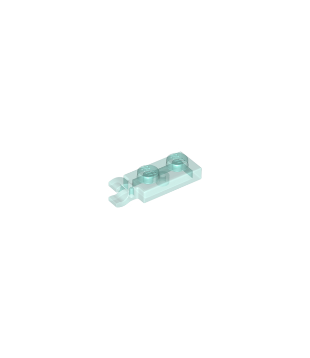 LEGO - Plaat, gemodificeerd 1 x 2 met clip aan uiteinde (horizontale greep) - Trans-Light Blue | N