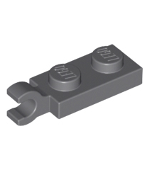 LEGO - Plaat, gemodificeerd 1 x 2 met clip aan uiteinde (horizontale greep) - Dark Bluish Gray | N - Thumbnail